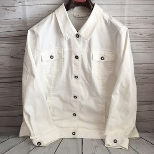 Denim & Co Jean Jacket XL White